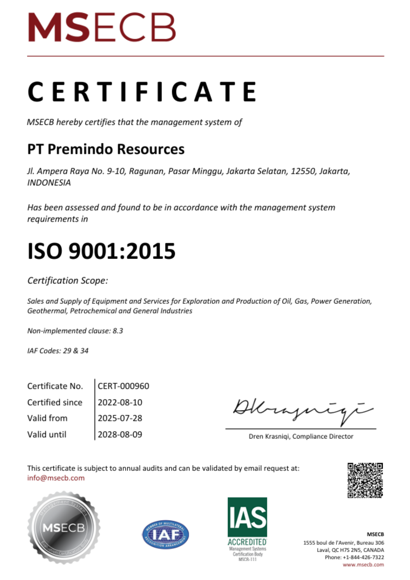 MSECB Certification